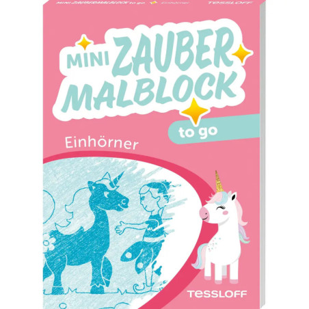 Mini Zaubermalblock to go. Einhörner