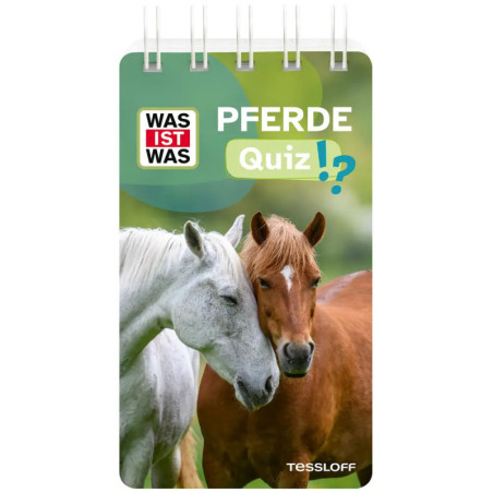 Zwei Pferde berühren sich auf dem Buchcover Was ist was Pferde Quiz!? von Tessloff.