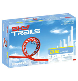 Playmobil Sky Trails a2 Looping Set: Box mit rotem Achterbahnschleifen und Himmel im Hintergrund.