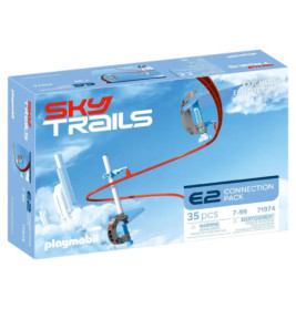 Playmobil Sky Trails E2 Connection Pack mit Abbildung der Spielzeug-Achterbahn vor blauem Himmel.