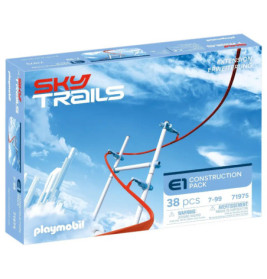 Playmobil Sky Trails E1 Bausatz mit 38 Teilen für Kinder ab 7 Jahren, vor blauem Himmel fotografiert.