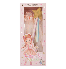 Box des Pink Princess Mimi Kostümsets mit Zauberstab, Rock und gezeichneter Mädchenfigur im Kleid auf der Verpackung.