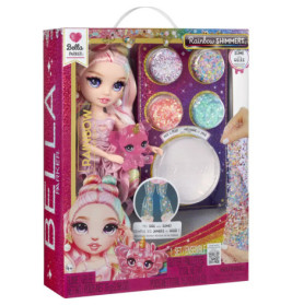 Bella Parker Rainbow Shimmers Slime-Set mit Puppe, Glitzerschleim und Zubehör in bunter Verpackung.