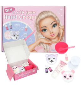 DIY-Handcreme-Set mit kindgerechtem Design, Cartoon-Verpackung, Schalen, Spatel und Fläschchen.