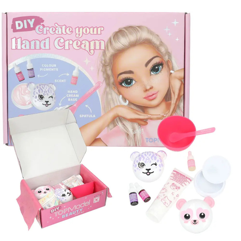DIY-Handcreme-Set mit kindgerechtem Design, Cartoon-Verpackung, Schalen, Spatel und Fläschchen. DIY-Handcreme-Set mit kindgerechtem Design, Cartoon-Verpackung, Schalen, Spatel und Fläschchen.
