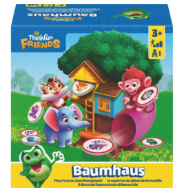 Bunte ThinkFun Friends Baumhaus-Spielbox mit Tierfiguren, Baumhaus und Altersempfehlung ab 3 Jahren.