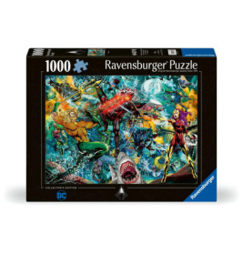 Ravensburger Puzzle (1000 Teile) mit Aquaman und weiteren DC-Helden in einer Unterwasser-Kampfszene.