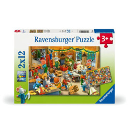 Ravensburger Puzzle mit Cartoon-Mäusen im Klassenzimmer, ab 3 Jahren, 2x12 Teile.