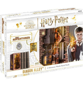 Harry Potter Winkelgasse Miniatur-Büchereinsatz mit 202 Teilen und Motiven aus Büchern sowie Figuren.