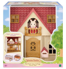 Sylvanian Families Rotes Dach Gemütliches Häuschen mit Hasenfigur auf dem Balkon, in Originalverpackung.