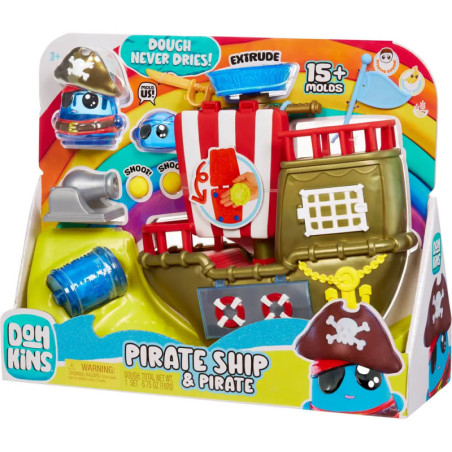 DohKins Piratenschiff & Spielset mit Knete, Formen und bunter Verpackung für Kinder ab 3 Jahren.