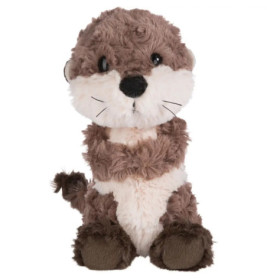 Plüsch-Otter mit braunem und cremefarbenem Fell sitzt aufrecht vor weißem Hintergrund.