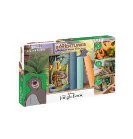 Disney Dschungelbuch DIY-Buchstützen-Set mit Bildern der fertigen Dschungelszene und Baloo an der Seite.
