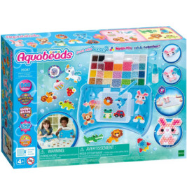 Aquabeads Bastelset mit Perlen, fertigen Designs und Zubehör für Kinder ab 4 Jahren.