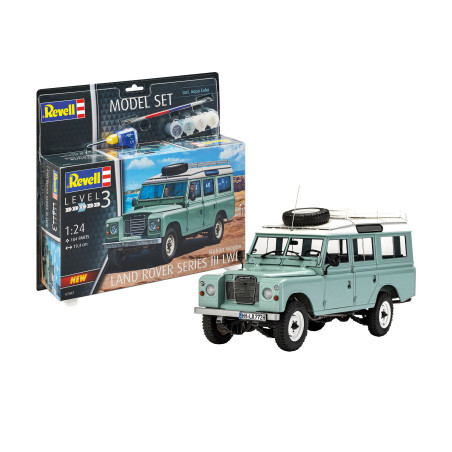 Model Set Land Rover Series III LWB station wagon, Revell Modellbausatz mit Basiszubehör