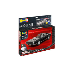 Model Set F&F Dominic s 1970 Dodge Charger, Revell Modellbausatz mit Basiszubehör