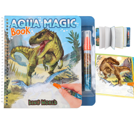 Dinosaurier Aqua Magic Malbuch mit Wassertift und illustrierten Dinosaurierszenen.