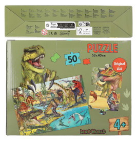 Depesche Dino World Puzzle, 50 Teile, ab 4 Jahren, in Schachtel mit buntem Dinosaurier-Motiv auf der Vorderseite.