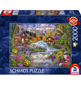 Puzzle Flussidyll in den Berge n  2000 Teile