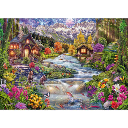 Puzzle Flussidyll in den Berge n  2000 Teile