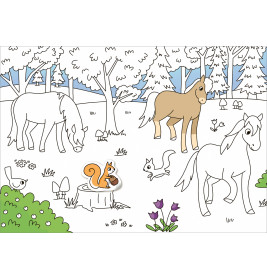 Mein Sticker-Malbuch. Pferde