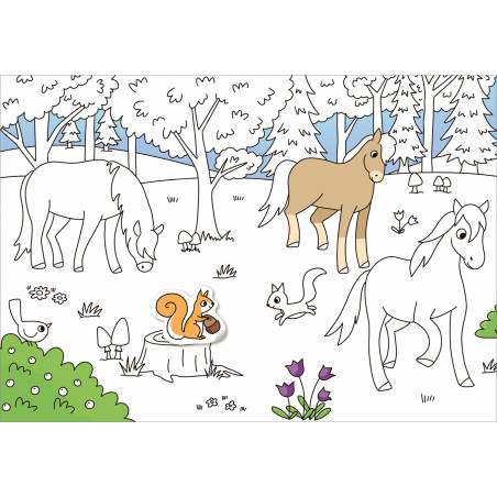 Mein Sticker-Malbuch. Pferde