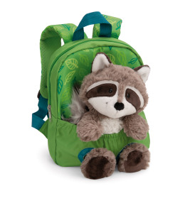 Rucksack mit Plüschtier 21x26cm Waschbär