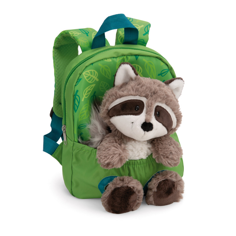 Rucksack mit Plüschtier 21x26cm Waschbär