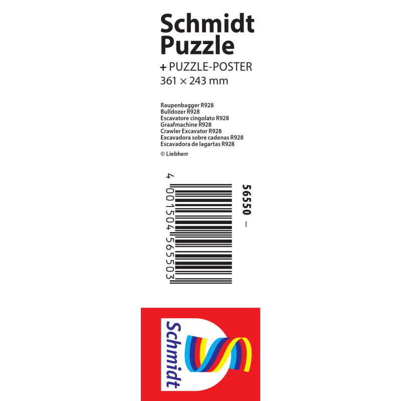 Selecta Kinderpuzzle, 100 Teile, Boxgröße 361 x 243 mm, mit farbigem Schmidt-Logo unten.