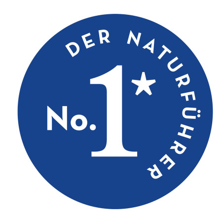 Blauer Kreis mit weißer Aufschrift DER NATURFÜHRER No. 1* und einer großen 1 in der Mitte.