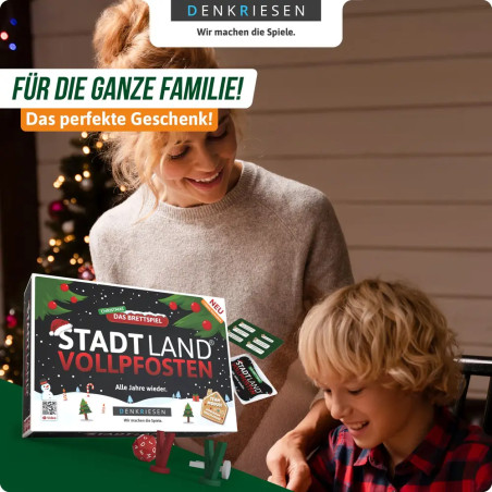Stadt Land Vollpfosten® Das Brettspiel Christmas Edition | Grundspiel inkl. Weinachts Erweiterung