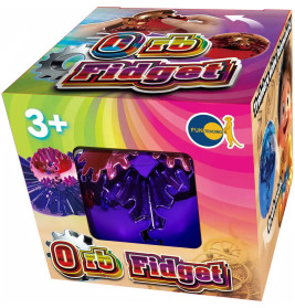 Bunte Oro Fidget Toy Verpackung für Kinder ab 3 Jahren, mit sichtbaren Zahnrädern und Spielzeug im Sichtfenster.