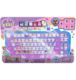 Farbenfrohes Clickeez-Tastenspielzeug mit Cartoon-Gesichtern enthält exklusive und geheime Figuren.