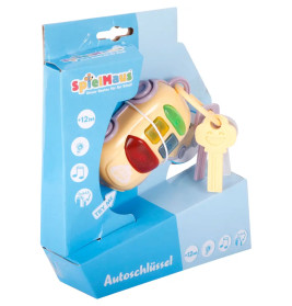 SpielMaus Autosschlüssel: Spielzeugautoschlüsselsatz in blauer Verpackung, geeignet ab 12 Monaten.