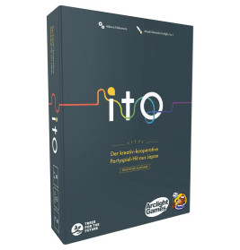 Box des Partyspiels Ito mit bunten Linien und deutscher Aufschrift auf dunklem Hintergrund.
