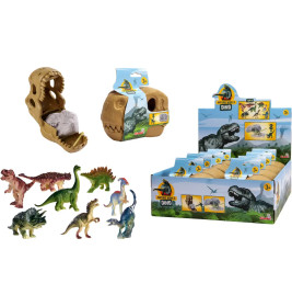 T-Rex Schädel mit Dino, 8-sort.