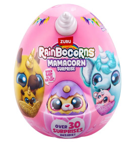 Rosa Rainbocorns Mamacorn Surprise Ei mit Einhornmotiven und Hinweis auf über 30 Überraschungen im Inneren.