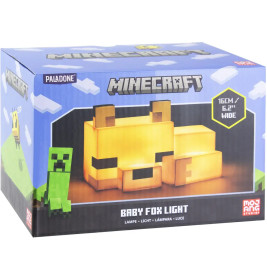 Minecraft Baby Fox Lightbox mit pixeliger Fuchs-Lampe und Creeper-Illustration auf der Verpackung.