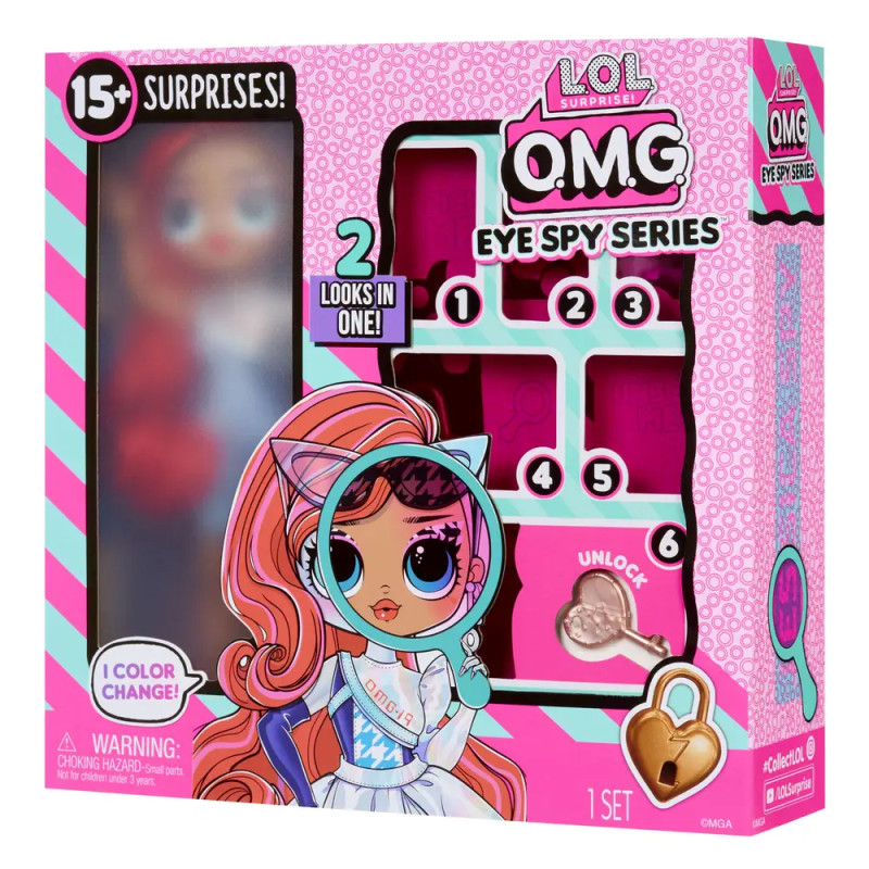 LOL Surprise OMG Eye Spy Series Spielbox mit Cartoonpuppe, Schloss, über 15 Überraschungen und 2 Looks in 1.