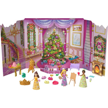 Disney Princess-Adventskalender mit 24 Tagen voller Überraschungen, enthält 3 kleine Puppen, 3 Freun