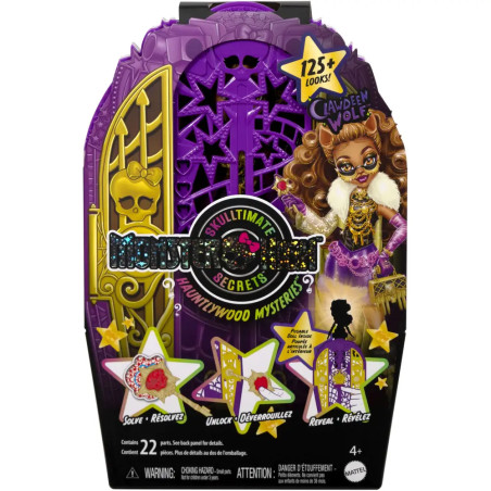 Monster High Skulltimate Secrets Hauntlywood-Mysteries-Spielset, Clawdeen Wolf Puppe mit mehr als 19