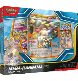 Pokémon Mega-Kangama EX Kollektion mit Karten und Boosterpacks, inklusive Artwork von Kangama, in OVP.
