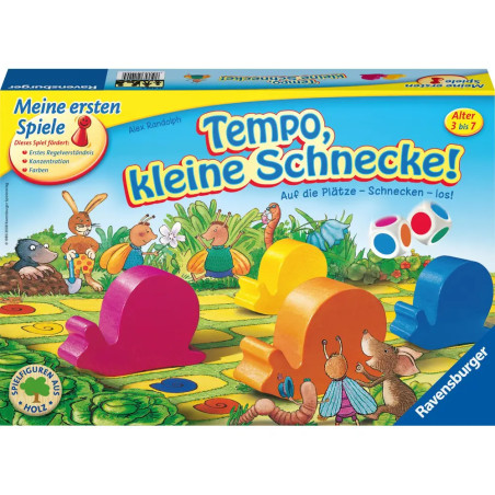 Ravensburger Kinderspiel 21420 - Tempo kleine Schnecke, Das spannende Schneckenrennen, Brettspiel un