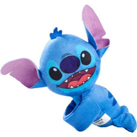 Plüschfigur eines blauen Alienwesens mit großen Ohren, großen Augen und offenem Mund, der Zähne zeigt.