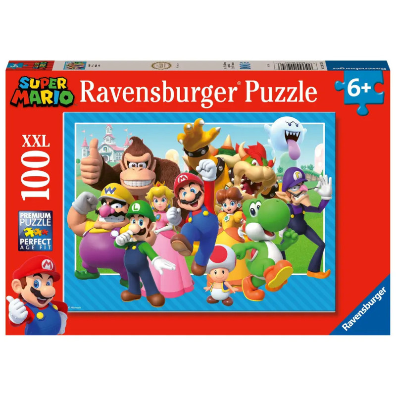 Ravensburger Puzzle Los gehts! mit Mario-Figuren, 100 XXL-Teile, ab 6 Jahren. Rote Verpackung.