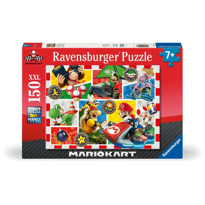Der Spass mit Mario Kart Puzzle XXL bietet 150 Teile und bunte Motive beliebter Mario Kart Charaktere.