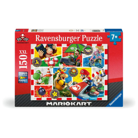Der Spass mit Mario Kart Puzzle XXL bietet 150 Teile und bunte Motive beliebter Mario Kart Charaktere.
