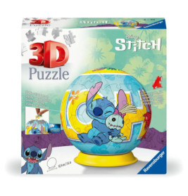 Schachtel eines Ravensburger 3D-Puzzles mit Disneys Stitch und Scrump auf einem bunten Podest.