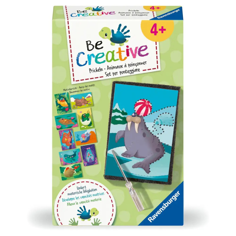 Be Creative Tier-Malset von Ravensburger mit Walross-Motiv und bunten Tier-Designs auf der Verpackung.