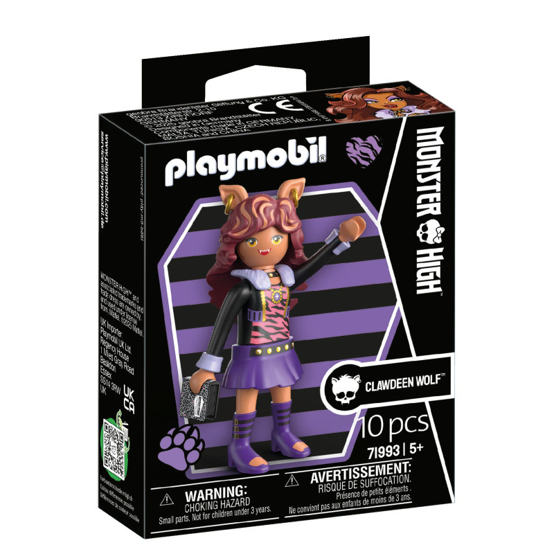 Playmobil-Figur Clawdeen Wolf aus Monster High in lila Outfit, originalverpackt.